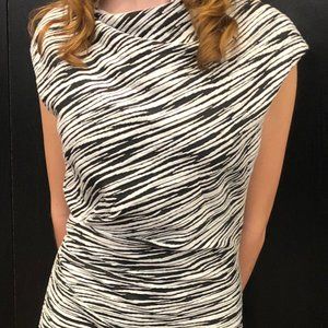 Vintage Nicole Miller Zebra Print Draped Neck Dres